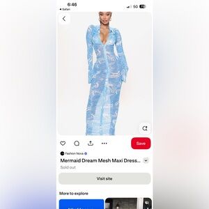 Fashion Nova Light Blue Marble Sheer Midi Skirt